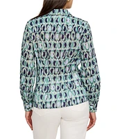 NIC + ZOE Ikat Rings Collar V-Neck Long Sleeve Button Front Shirt