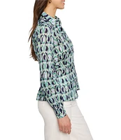 NIC + ZOE Ikat Rings Collar V-Neck Long Sleeve Button Front Shirt