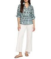NIC + ZOE Ikat Rings Collar V-Neck Long Sleeve Button Front Shirt