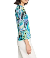 NIC + ZOE Island Beat 4-Way Linen Blend Knit Open Front 3/4 Sleeve Cardigan