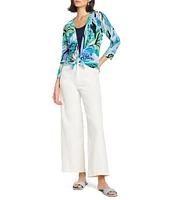 NIC + ZOE Island Beat 4-Way Linen Blend Knit Open Front 3/4 Sleeve Cardigan