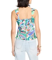 NIC + ZOE Island Beat Smocked Scoop Neck Sleeveless Ruffle Tank