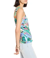 NIC + ZOE Island Beat Smocked Scoop Neck Sleeveless Ruffle Tank