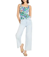NIC + ZOE Island Beat Smocked Scoop Neck Sleeveless Ruffle Tank