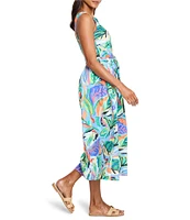 NIC + ZOE Island Tropical Beat Sophie Square Neck Sleeveless Fit-And-Flare Midi Dress