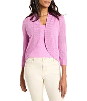 NIC + ZOE Jersey Knit Ribbed Collar 3/4 Sleeve Bolero Cardigan