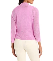 NIC + ZOE Jersey Knit Ribbed Collar 3/4 Sleeve Bolero Cardigan