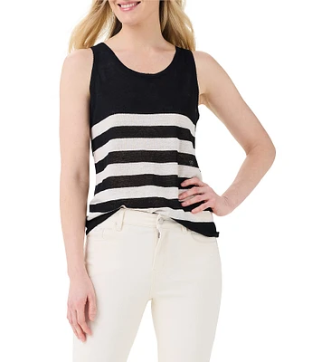 NIC + ZOE Jersey Knit Stripe Print Scoop Neck Sleeveless Tank