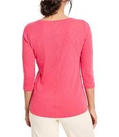NIC + ZOE Knit Boat Neck 3/4 Sleeve Tee