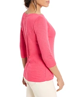 NIC + ZOE Knit Boat Neck 3/4 Sleeve Tee