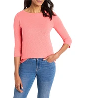 NIC + ZOE Knit Boat Neck 3/4 Sleeve Tee