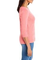 NIC + ZOE Knit Boat Neck 3/4 Sleeve Tee