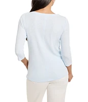NIC + ZOE Knit Boat Neck 3/4 Sleeve Tee