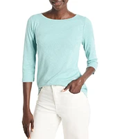 NIC + ZOE Knit Boat Neck 3/4 Sleeve Tee