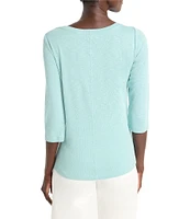 NIC + ZOE Knit Boat Neck 3/4 Sleeve Tee