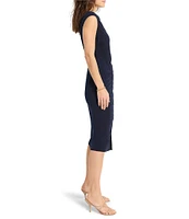 NIC + ZOE Knit Boat Neck Sleeveless Twist Dress