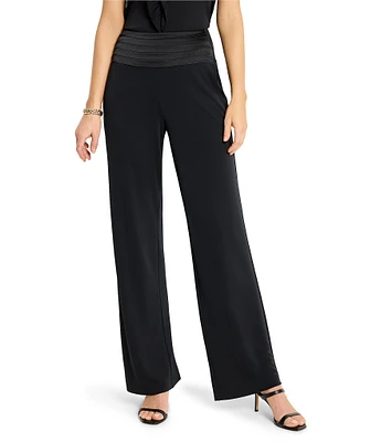 NIC + ZOE Knit Crepe Cummerbund Wide Leg Pants