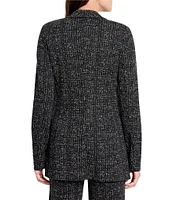 NIC + ZOE Knit Dotty Grid Pattern Open Front Lapel Long Sleeve Blazer