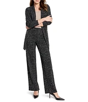 NIC + ZOE Knit Dotty Grid Pattern Open Front Lapel Long Sleeve Blazer