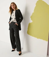 NIC + ZOE Knit Dotty Grid Pattern Open Front Lapel Long Sleeve Blazer