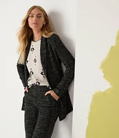 NIC + ZOE Knit Dotty Grid Pattern Open Front Lapel Long Sleeve Blazer