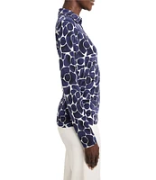 NIC + ZOE Knit Geo Pebble Print Collar V-Neck Long Sleeve Wrap Shirt