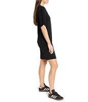 NIC + ZOE Knit Round Neck Ruched Elbow Sleeve Sheath Dress