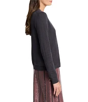 NIC + ZOE Knit Sequin Trim Round Neck Long Sleeve Open Front Cardigan