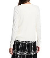 NIC + ZOE Knit Sequin Trim Round Neck Open Front Cardigan