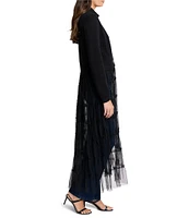 NIC + ZOE Knit Stand Collar Long Sleeve Tiered Tulle Skirt Party Jacket