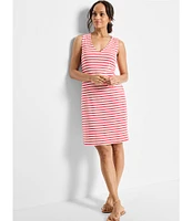 NIC + ZOE Knit Striped V-Neck Sleeveless Dress