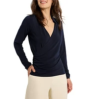 NIC + ZOE Knit Wrap Collared V-Neck Long Sleeve Shirt