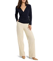 NIC + ZOE Knit Wrap Collared V-Neck Long Sleeve Shirt
