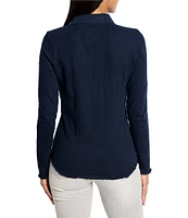 NIC + ZOE Lace Henley Stretch Knit Collared Long Sleeve Top