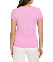 NIC + ZOE Lace Knit Round Neck Short Sleeve Tee