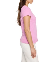 NIC + ZOE Lace Knit Round Neck Short Sleeve Tee