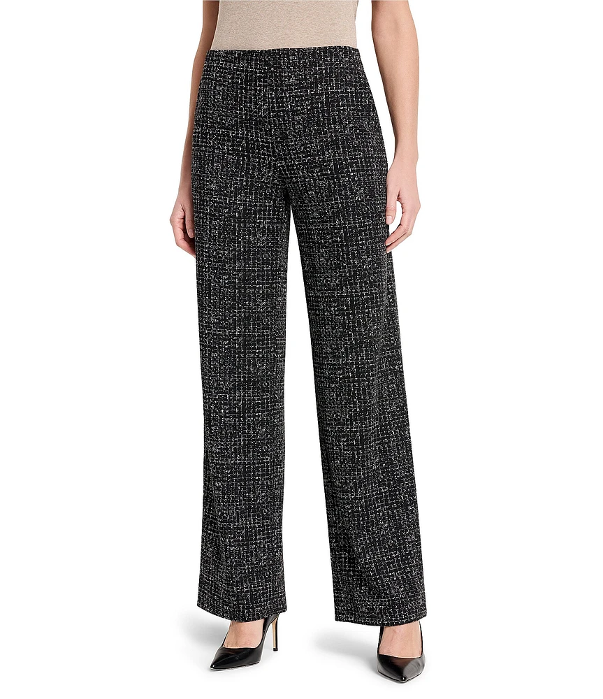 NIC + ZOE Lenox Knit Dotty Grid Flat Front Wide Leg Pant