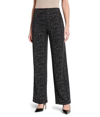 NIC + ZOE Lenox Knit Dotty Grid Flat Front Wide Leg Pant