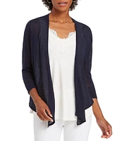 NIC + ZOE Lightweight 4-Way Linen Blend Open Front 3/4 Sleeve Cardigan