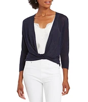 NIC + ZOE Lightweight 4-Way Linen Blend Open Front 3/4 Sleeve Cardigan