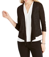 NIC + ZOE Lightweight 4-Way Linen Blend Open Front 3/4 Sleeve Cardigan