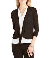 NIC + ZOE Lightweight 4-Way Linen Blend Open Front 3/4 Sleeve Cardigan