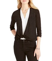 NIC + ZOE Lightweight 4-Way Linen Blend Open Front 3/4 Sleeve Cardigan