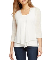 NIC + ZOE Lightweight 4-Way Linen Blend Open Front 3/4 Sleeve Cardigan