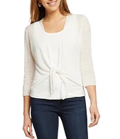 NIC + ZOE Lightweight 4-Way Linen Blend Open Front 3/4 Sleeve Cardigan