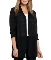 NIC + ZOE Lightweight Knit Long Sleeve Side Slit Open Front Cardigan