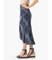 NIC + ZOE Line It Up Woven Plaid Print Midi A-Line Skirt