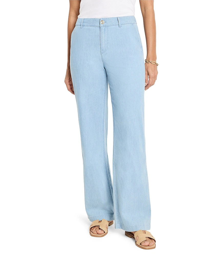 NIC + ZOE Linen Blend Mid Rise Denim Wide Leg Pants