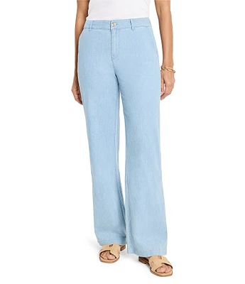 NIC + ZOE Linen Blend Mid Rise Denim Wide Leg Pants