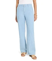 NIC + ZOE Linen Blend Mid Rise Denim Wide Leg Pants
